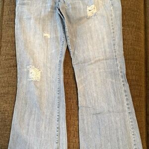 Vintage American Eagle Outfitters Light Blue Distressed Flare Jeans
